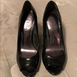 Black dress wedge shoes.